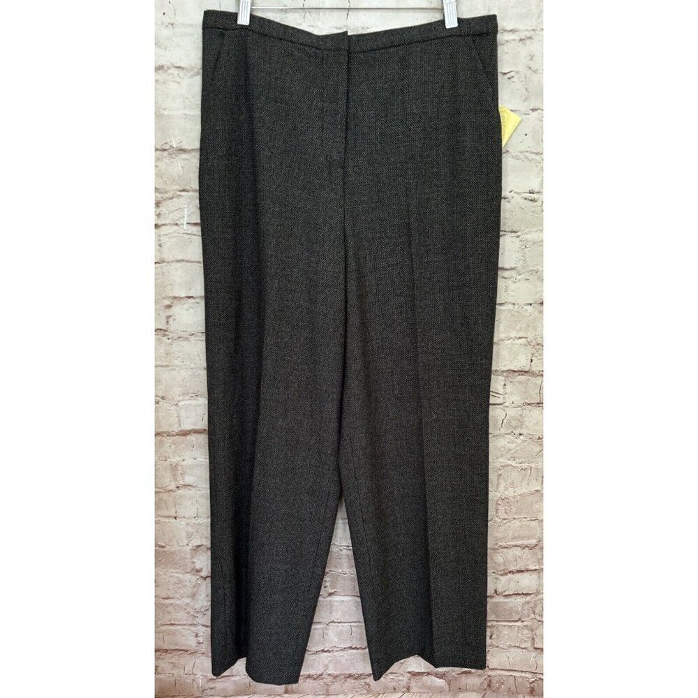 Dialogue Womens Dress Career Pants Size 16 Black Tweed QVC Straight Leg NEW